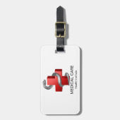 レッドメディカルクロスシルバーヘビのシンボルスネーク ラゲッジタグ (正面縦)
