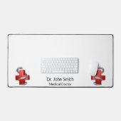 レッドメディカルクロスシンボルシルバーヘビ デスクマット (キーボード&マウス)