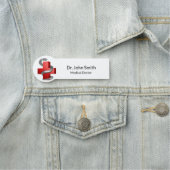 レッドメディカルクロスシンボルシルバーヘビ 名札 (インサイチュ)