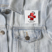 レッドメディカルクロスシンボルヘビのスネークシルバー 缶バッジ (インサイチュ)