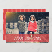 レッドメモダンリークリスマスドゥードルホリデーフォト シーズンカード (正面/裏面)