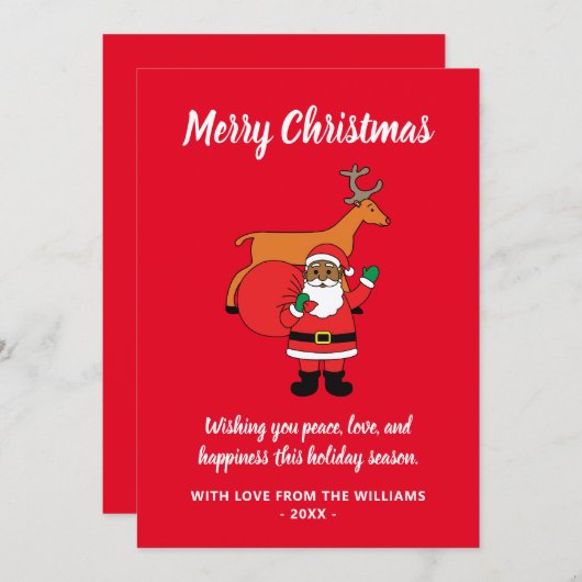 レッドメリークリスマスアフリカンサンタクロース シーズンカード (正面/裏面)