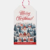レッドメリークリスマスウィンタービレッジホリデー ギフトタグ (裏面)