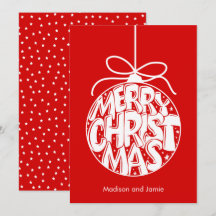 レッドメリークリスマスオーナメントクリスマスカード