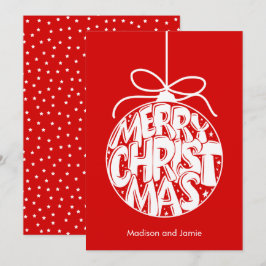 レッドメリークリスマスオーナメントクリスマスカード シーズンカード