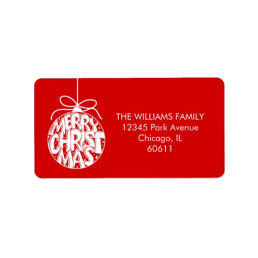 レッドメリークリスマスオーナメントホリデーアドレス ラベル (正面)