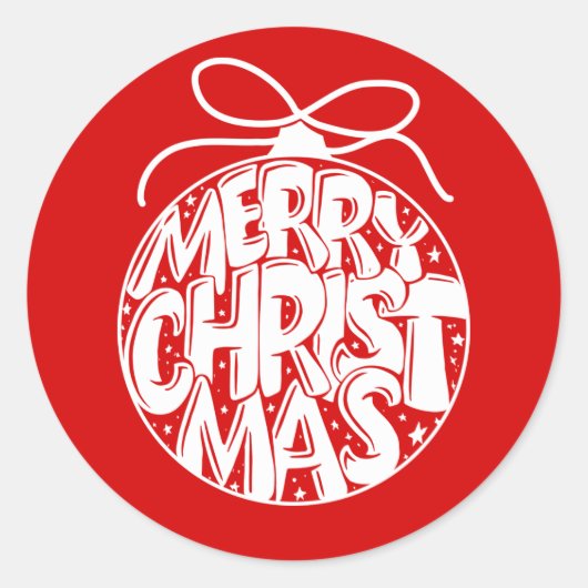 レッドメリークリスマスオーナメントホリデー ラウンドシール (正面)