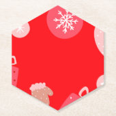 レッドメリークリスマスオーナメント雪片グローブ ペーパーコースター (正面)
