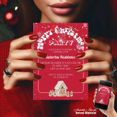 レッドメリークリスマスグラフィティパーティの招待状 招待状