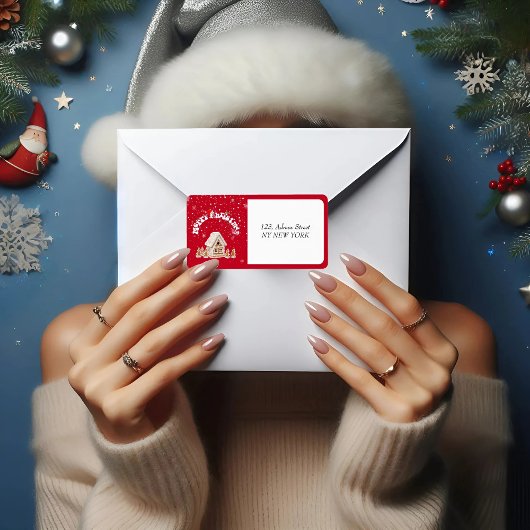 レッドメリークリスマスグラフィティ住所 シール