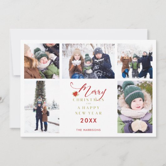 レッドメリークリスマスシックトレンディーコラージュ5枚の写真 (正面)