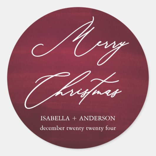 レッドメリークリスマススクエレガントリプト ラウンドシール (正面)