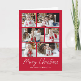 レッドメリークリスマススクリプト6フォトコラージュ シーズンカード