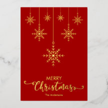 レッドメリークリスマススノーフレーク金ゴールド