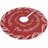 レッドメリークリスマススワールデザイン パーソナライズされた ブラッシュドポリエステルツリースカート (アングル)