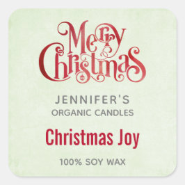 レッドメリークリスマスタイポグラフィキャンドルビジネス スクエアシール