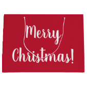 レッドメリークリスマスタイポグラフィスクリプト ラージペーパーバッグ (正面)