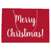 レッドメリークリスマスタイポグラフィスクリプト ラージペーパーバッグ (裏面)