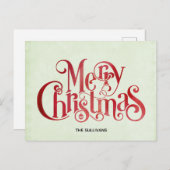 レッドメリークリスマスタイポグラフィフェスティバルフォント シーズンポストカード (正面/裏面)
