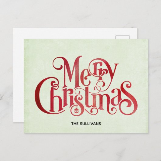レッドメリークリスマスタイポグラフィフェスティバルフォント シーズンポストカード (正面/裏面)