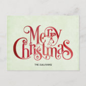 レッドメリークリスマスタイポグラフィフェスティバルフォント シーズンポストカード (正面)