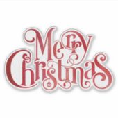レッドメリークリスマスタイポグラフィフェスティバルフォント シール (正面)