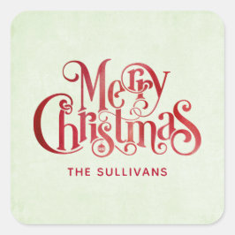 レッドメリークリスマスタイポグラフィフェスティバルフォント スクエアシール