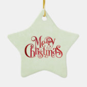 レッドメリークリスマスタイポグラフィフェスティバルフォント セラミックオーナメント (裏面)