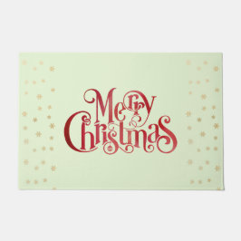 レッドメリークリスマスタイポグラフィフェスティバルフォント ドアマット