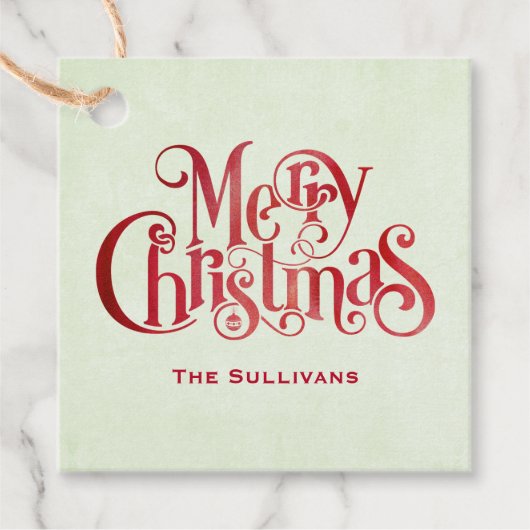 レッドメリークリスマスタイポグラフィフェスティバルフォント フェイバータグ (正面)