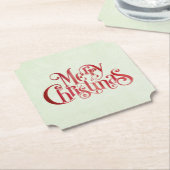 レッドメリークリスマスタイポグラフィフェスティバルフォント ペーパーコースター (アングル)