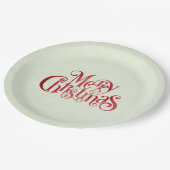 レッドメリークリスマスタイポグラフィフェスティバルフォント ペーパープレート (アングル)