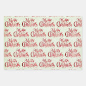 レッドメリークリスマスタイポグラフィフェスティバルフォント ラッピングペーパーシート (正面2)