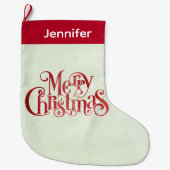 レッドメリークリスマスタイポグラフィフェスティバルフォント ラージクリスマスストッキング (正面)