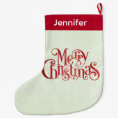 レッドメリークリスマスタイポグラフィフェスティバルフォント ラージクリスマスストッキング (裏面)