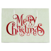 レッドメリークリスマスタイポグラフィフェスティバルフォント ラージペーパーバッグ (正面)