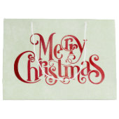 レッドメリークリスマスタイポグラフィフェスティバルフォント ラージペーパーバッグ (裏面)