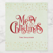 レッドメリークリスマスタイポグラフィフェスティバルフォント ワインラベル (シングルラベル)