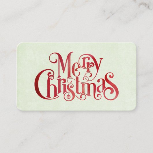 レッドメリークリスマスタイポグラフィフェスティバルフォント 名刺 (正面)