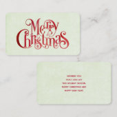レッドメリークリスマスタイポグラフィフェスティバルフォント 名刺 (正面/裏面)
