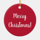 レッドメリークリスマスタイポグラフィフェスティバル セラミックオーナメント (正面)