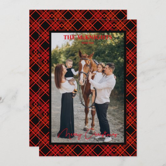 レッドメリークリスマスタータンチェックプレイドフォトファミリー (正面/裏面)