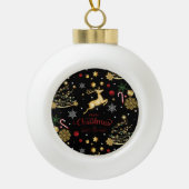 レッドメリークリスマスツリーオーナメント セラミックボールオーナメント (正面)