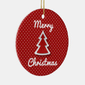 レッドメリークリスマスツリーサークルオーナメント セラミックオーナメント (右)