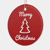 レッドメリークリスマスツリーサークルオーナメント セラミックオーナメント (左)
