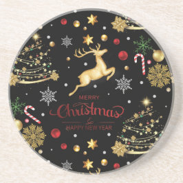 レッドメリークリスマスツリー コースター