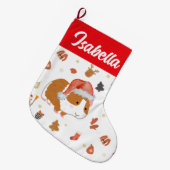 レッドメリークリスマスハムスターサンタホリデーキッズ ラージクリスマスストッキング (正面 (吊り時))