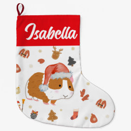 レッドメリークリスマスハムスターサンタホリデーキッズ ラージクリスマスストッキング