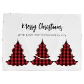 レッドメリークリスマスバッファローチェックカスタム ラージペーパーバッグ (裏面)