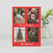 レッドメリークリスマスパーソナライズされたホリデーカード 招待状 (スタンド正面)